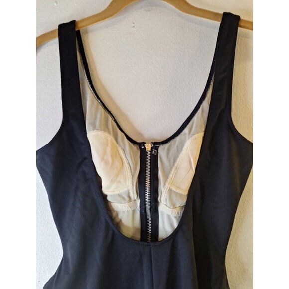 La BLANCA Zip Front One Piece Swimsuit Sz 6 Black Minimalist Beach Lifeguard - Picture 8 of 13
